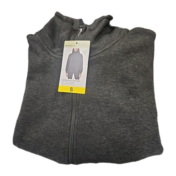 Mondetta Women's Heathered Full-Zip Fleece Jacket, Heather‎ Black, Size S - Picture 1 of 3